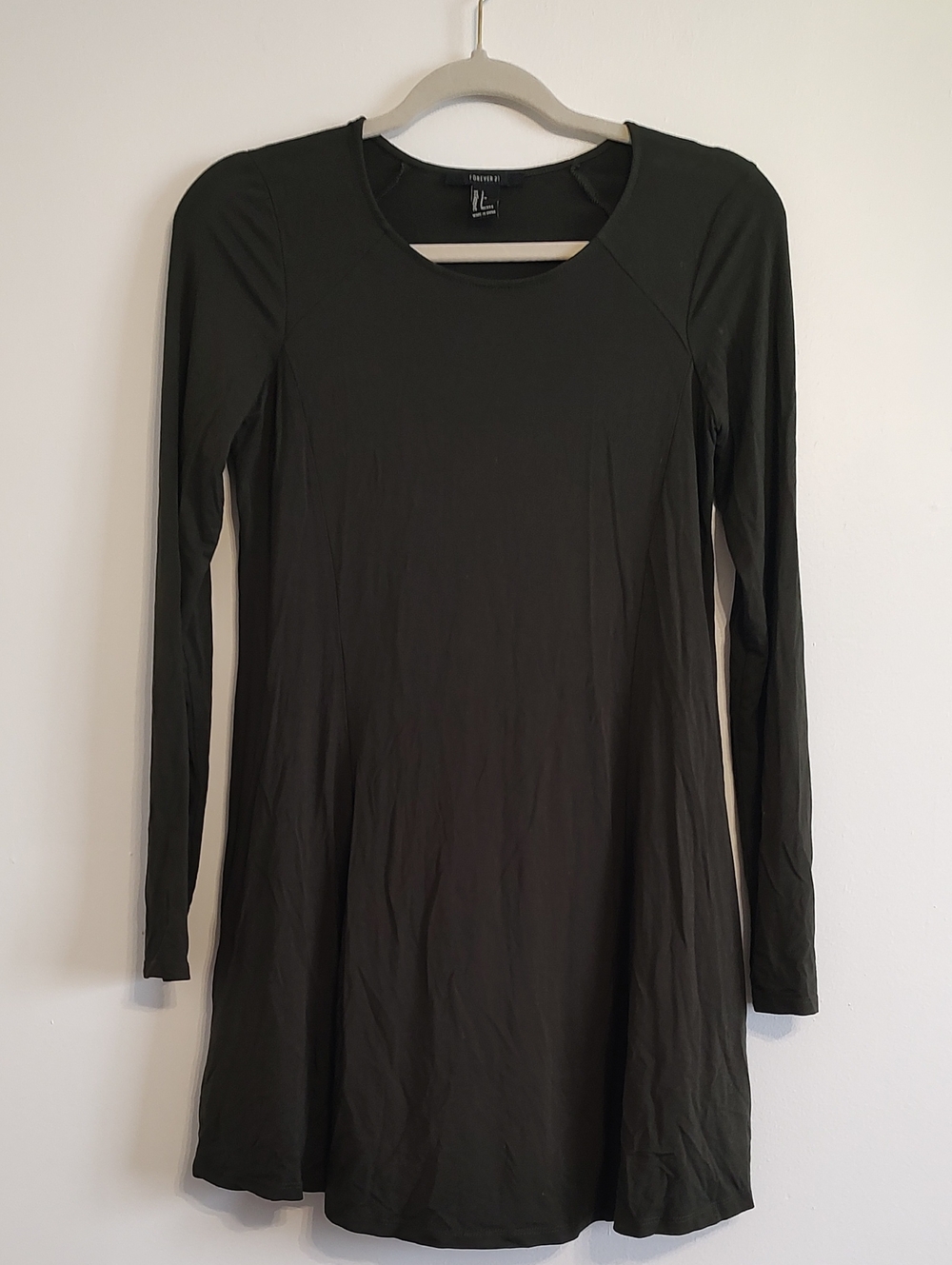 Forever 21 Hunter Green Long-Sleeve A-Line Dress